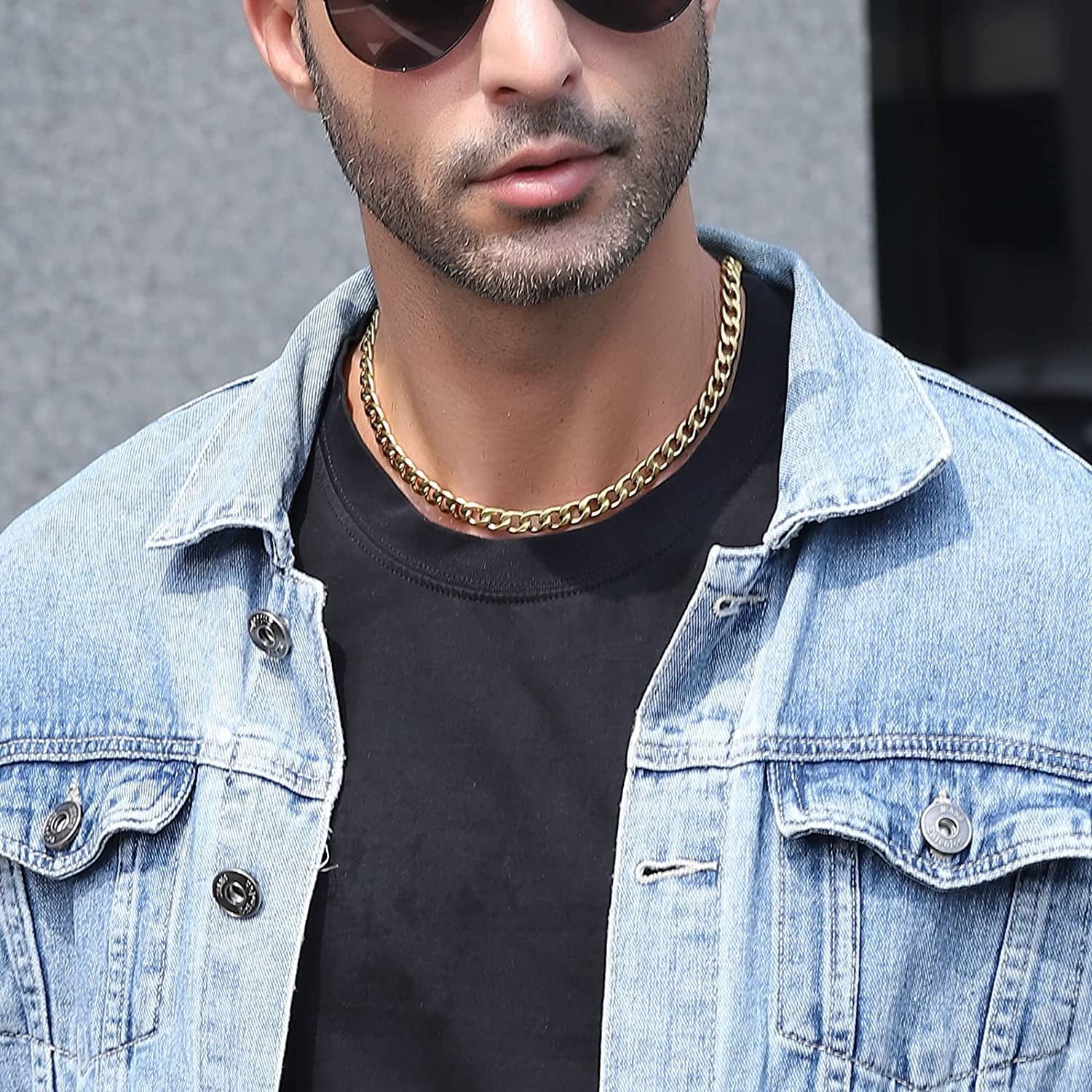 Layered Gold Cross Necklaces for Men Boys Stainless Steel Cuban Figaro Pendant Chain Set Religious Christian Birthday Christmas Jewelry Gifts Teen Dad Adults Stocking Stuffers for Kids