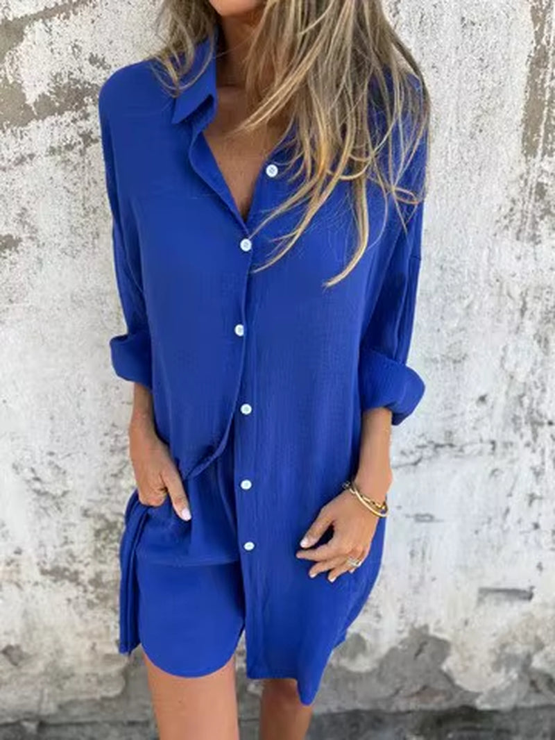 LuxeLoom™ Cotton Linen Two-Piece Set – Effortless Style for Spring & Summer