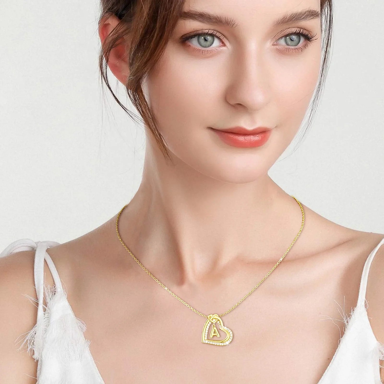18K Gold Plated Love Heart Initial Necklaces for Women Girls CZ Bubble Letter L Pendant Chain Birthday Christmas Jewelry Gifts Teen Girlfriend Wife Mom Adults Stocking Stuffers for Kids Age