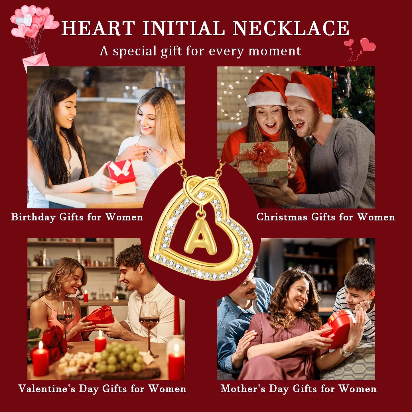 18K Gold Plated Love Heart Initial Necklaces for Women Girls CZ Bubble Letter L Pendant Chain Birthday Christmas Jewelry Gifts Teen Girlfriend Wife Mom Adults Stocking Stuffers for Kids Age